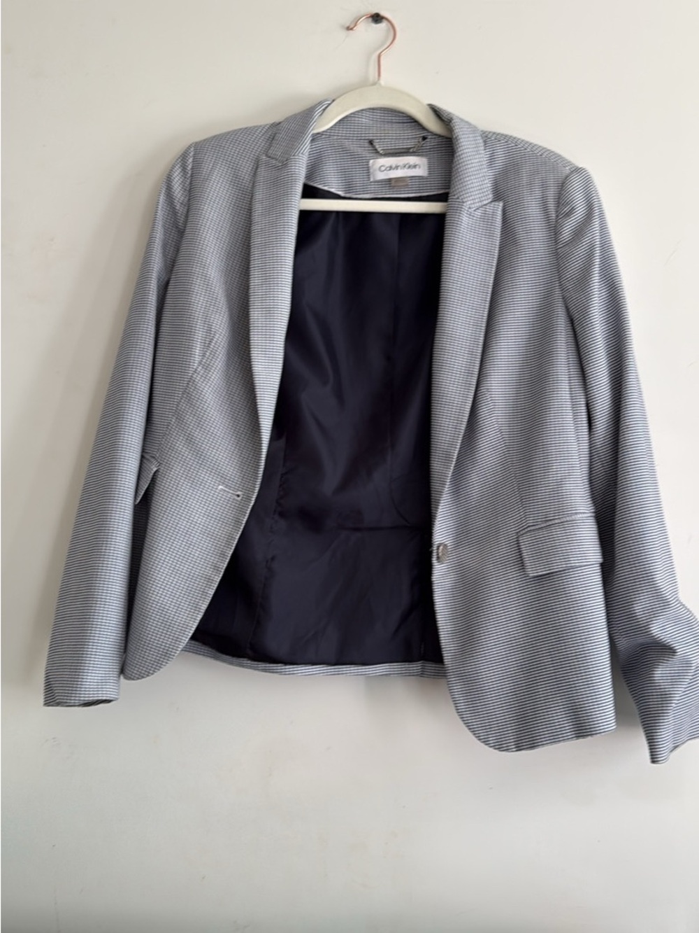 Calvin Klein Light Gray Micro-Check Women's Blazer